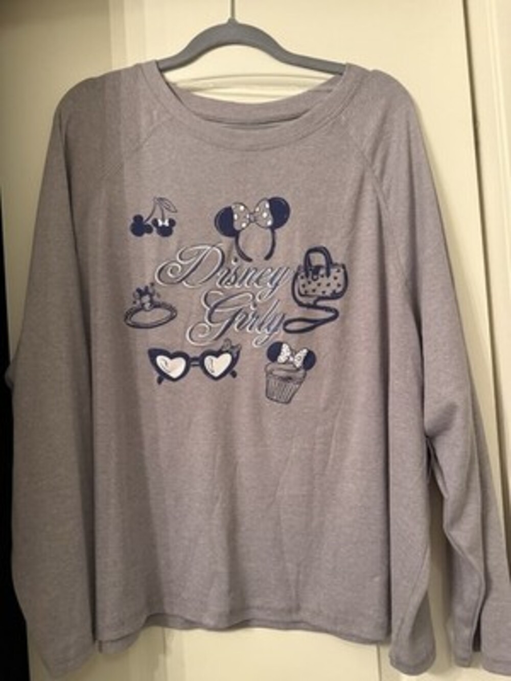 2025 Disney Parks “Disney Girly” Grey Long Sleeve Shirt Adult XXL 2XL